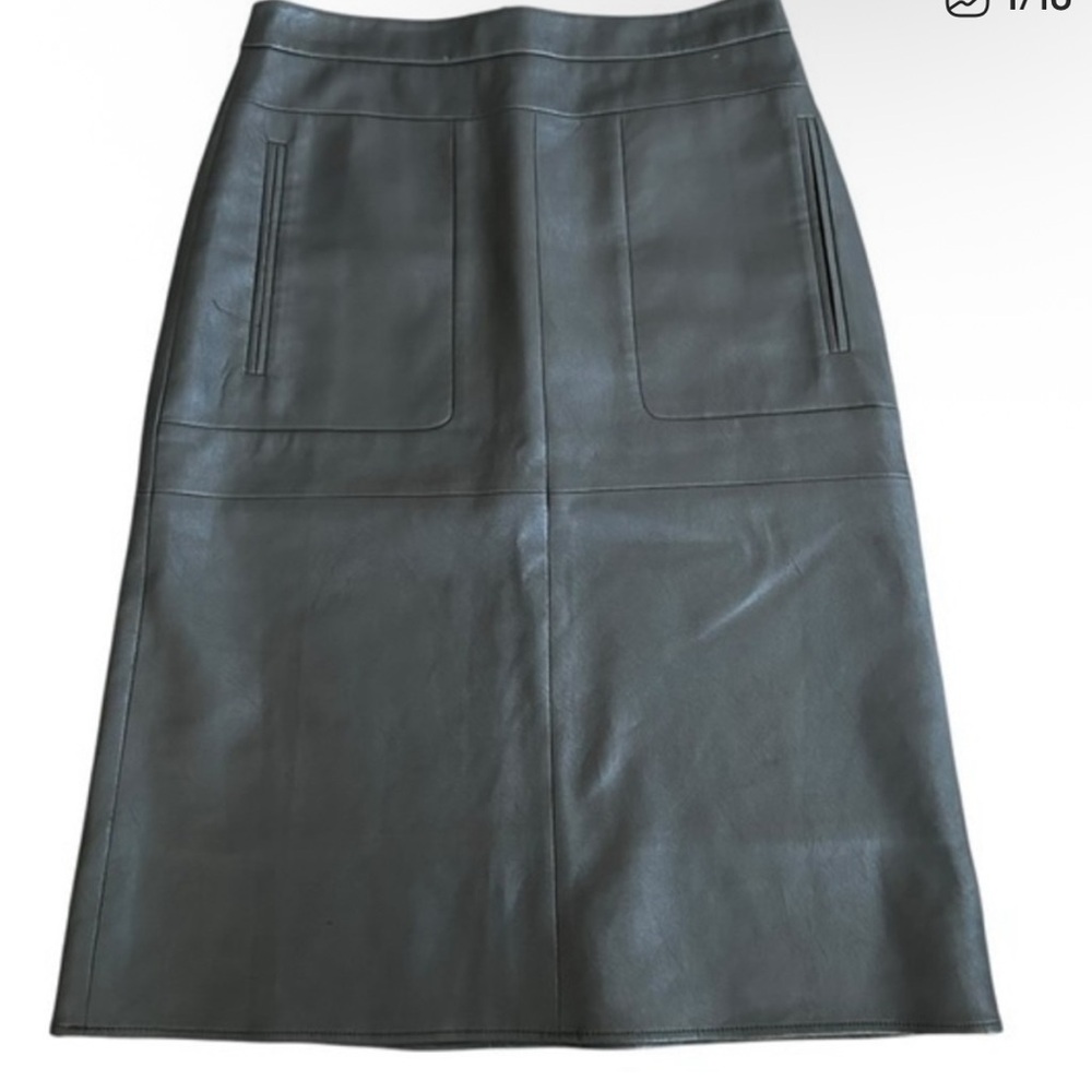 BCBG Maxariza Black faux Leather Margaux A-Line Midi Skirt NWT Size 0